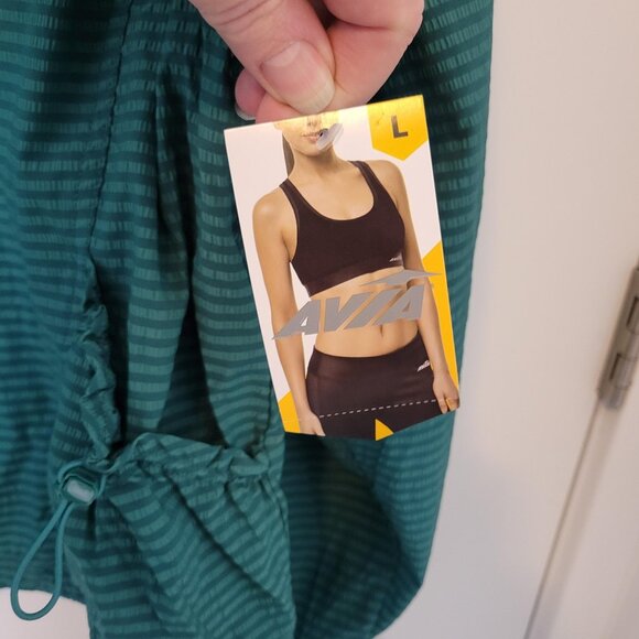 Avia Women's Tennis Jacket Teal Cistern Size L (12-14) Rutch Sleeves NWT Stripes - Picture 5 of 5